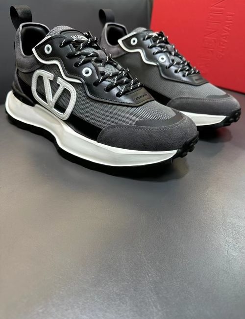 Valentino Spliced Leather Sneakers With Rubber Sole