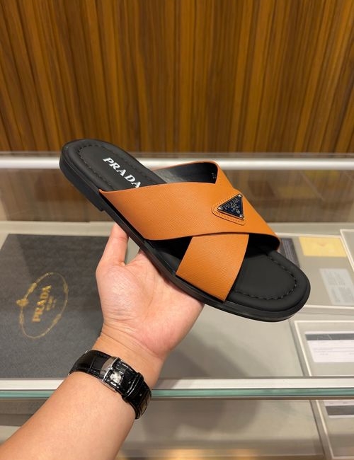 Prada Embossed Cowhide Casual Slippers