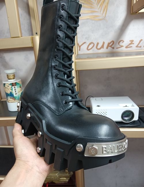 Balenciaga High-Top Iron Head Logo Shoes With Thick Rubber Outsole