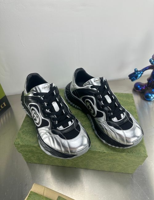 Gucci Thick-sole Sheepskin Sneakers With Logo Decor