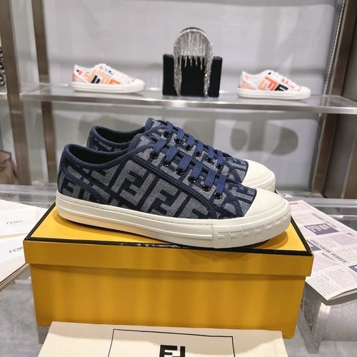 Fendi Domino Sneakers Denim FF Embroidery