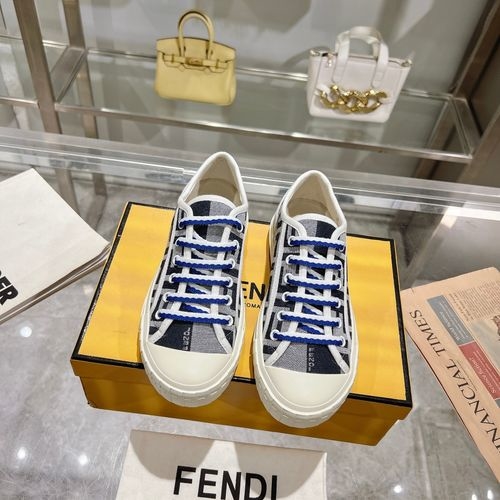 Fendi Domino Sneakers Denim FF Embroidery