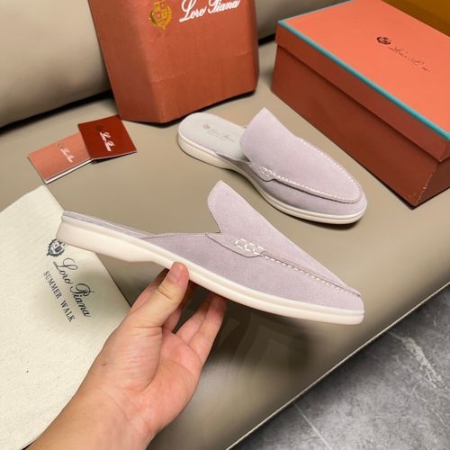 Loro Piana LP Suede Closed Toe Slides With Stitching