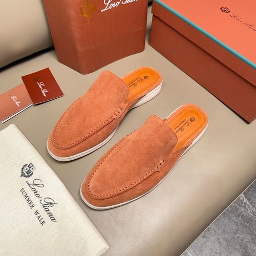 Loro Piana LP Suede Closed Toe Slides With Stitching