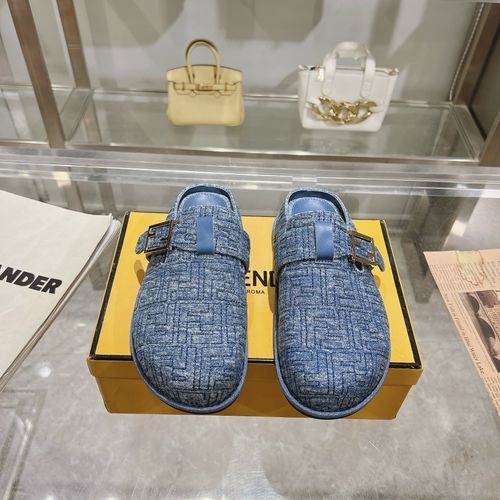 Fendi Flat Half-wrap Slippers With FF Buckle