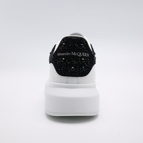 McQueen Rhinestone Platform White Sneakers