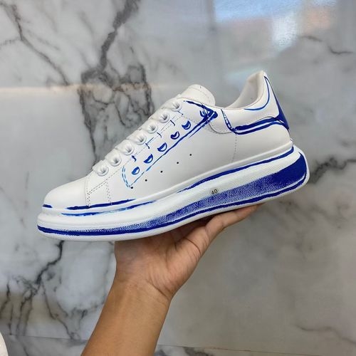 McQueen Graffiti Hand-painted Leather Sneakers With Accessories