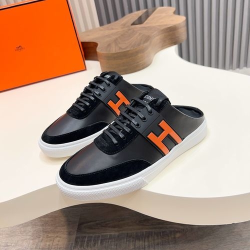 Hermes Calfskin Casual Sneakers With Light Soles