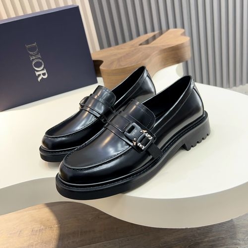 Christian Dior CD Calfskin Loafers With Brand Buckle