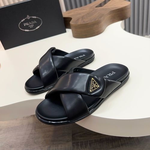 Prada Minimalist Lambskin Slide Sandals