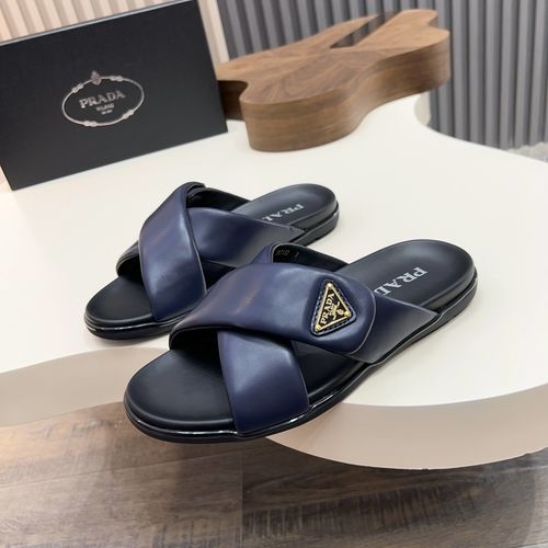 Prada Minimalist Lambskin Slide Sandals