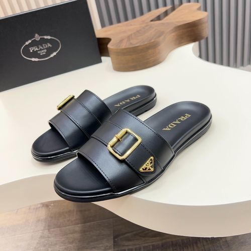 Prada Minimalist Lambskin Slide Sandals