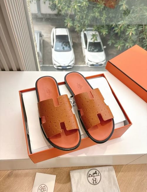 Hermes H Pig Nose Lizard Print Leather Sandals