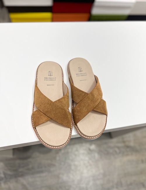 Brunello Cucinelli BC Suede Cowhide TPU Foam Slides