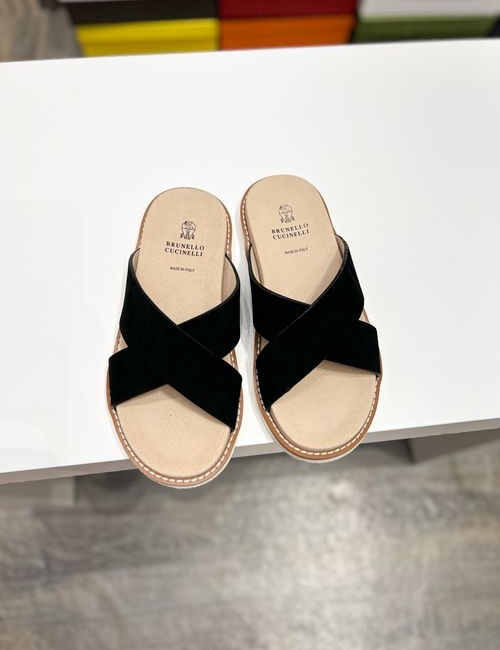 Brunello Cucinelli BC Suede Cowhide TPU Foam Slides