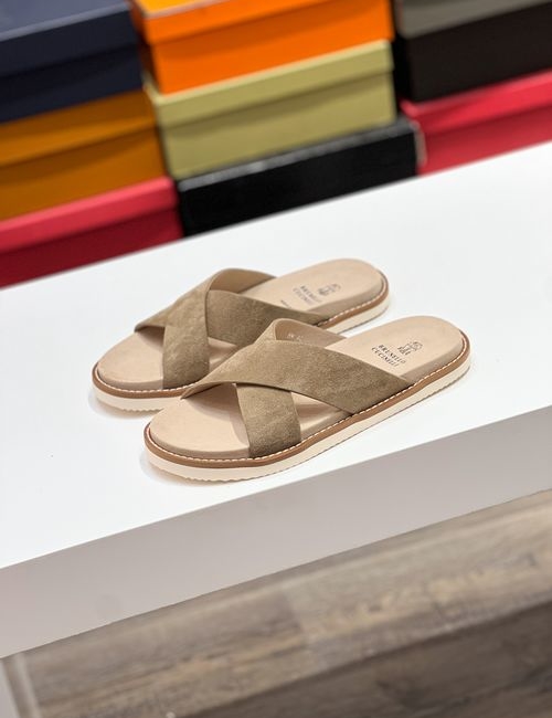 Brunello Cucinelli BC Suede Cowhide TPU Foam Slides