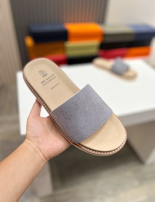 Brunello Cucinelli BC Suede Cowhide TPU Foam Slides