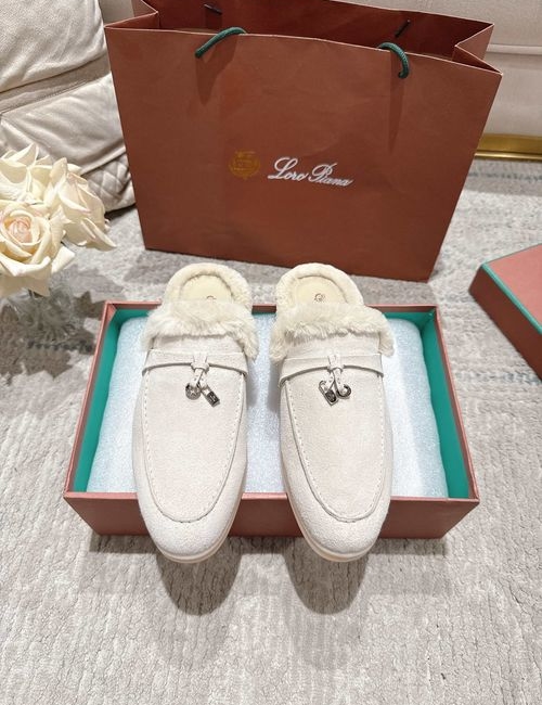 Loro Piana LP Knit Rabbit Fur Slippers