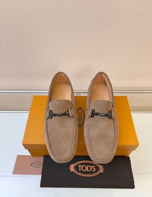Tods Litchi Grain Suede Leather Loafers