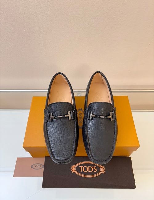 Tods Litchi Grain Suede Leather Loafers