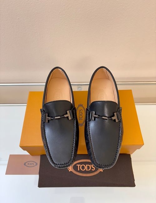 Tods Litchi Grain Suede Leather Loafers