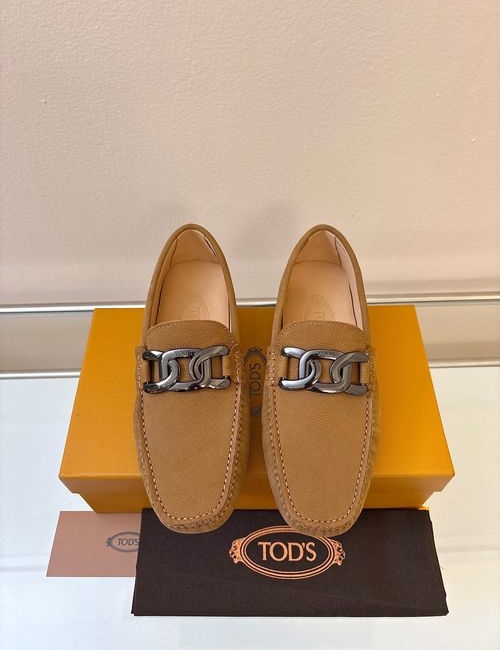 Tods Litchi Grain Suede Leather Loafers