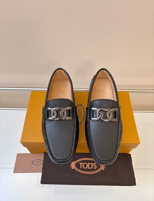 Tods Litchi Grain Suede Leather Loafers