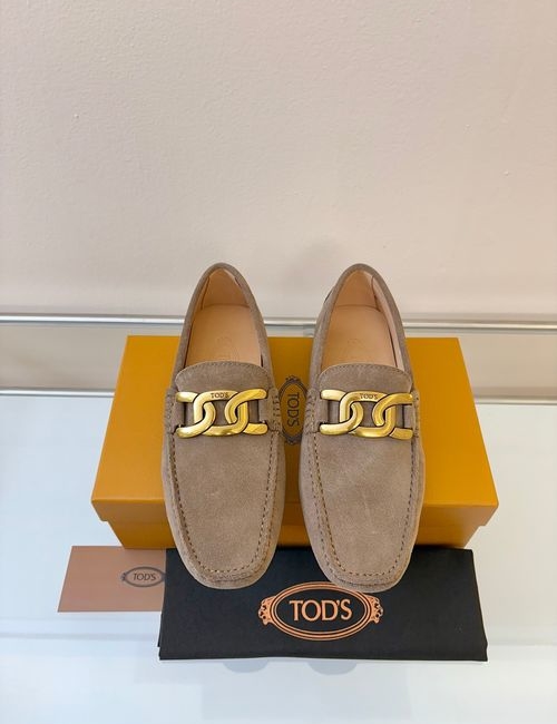 Tods Litchi Grain Suede Leather Loafers