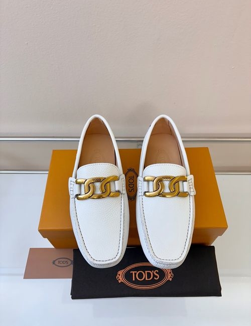 Tods Litchi Grain Suede Leather Loafers