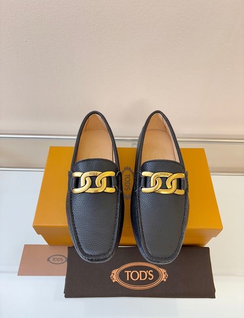 Tods Litchi Grain Suede Leather Loafers