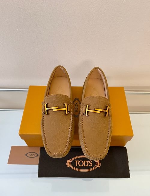 Tods Litchi Grain Suede Leather Loafers