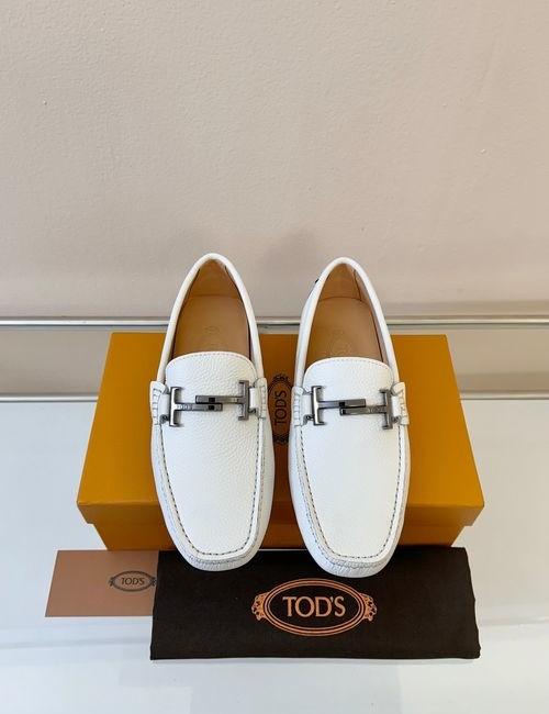 Tods Litchi Grain Suede Leather Loafers