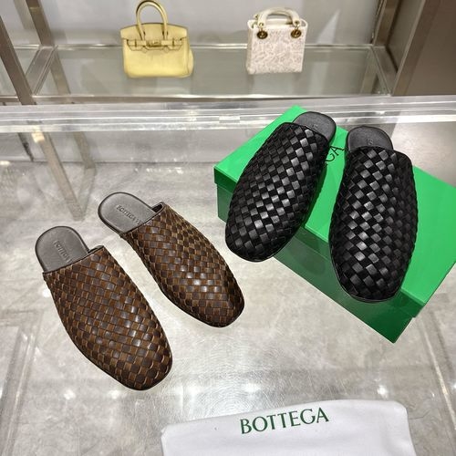Bottega Veneta BV Hand-Woven Square-Toe Flat Slippers