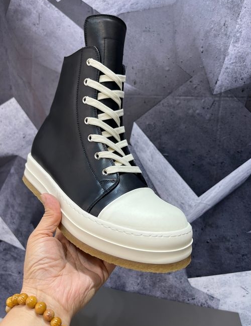 Rick Owens Leather Lace-up High-top Ankle Boots