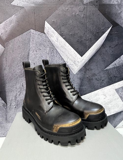 Balenciaga Combat Strike Boots With Press Flower Logo