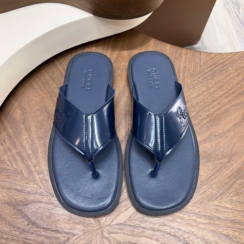Gucci Embossed Leather Slippers, Classic Style