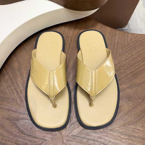 Gucci Embossed Leather Slippers, Classic Style
