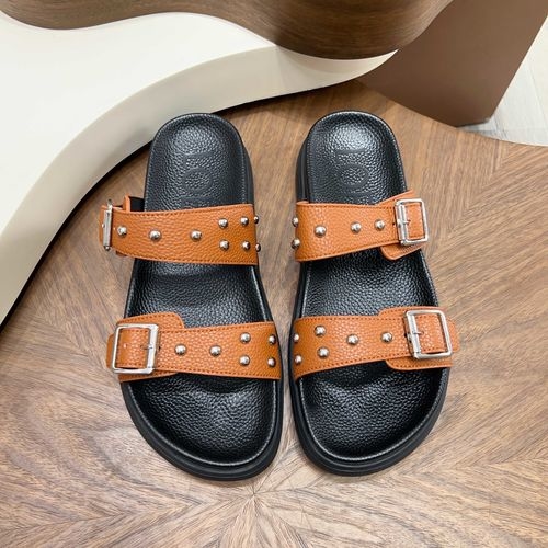Loewe Rivet Double Strap Platform Slides