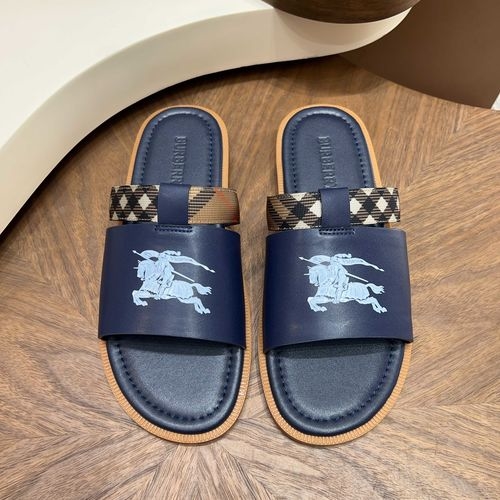 Burberry Cross-strap Slides With Leather TB Logo