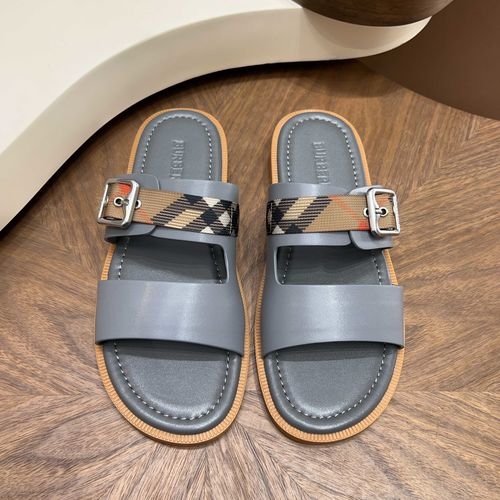 Burberry Cross-strap Slides With Leather TB Logo
