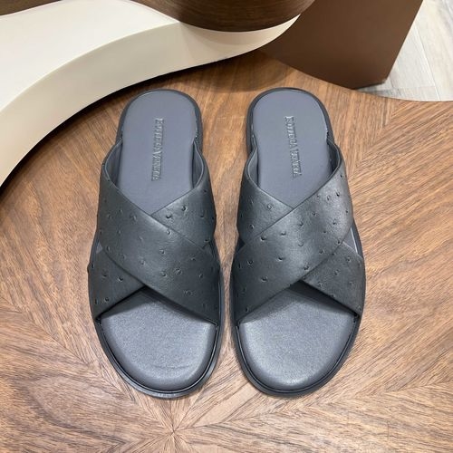 Bottega Veneta BV Ostrich Pattern Cowhide Slide Slippers Non-slip Sole