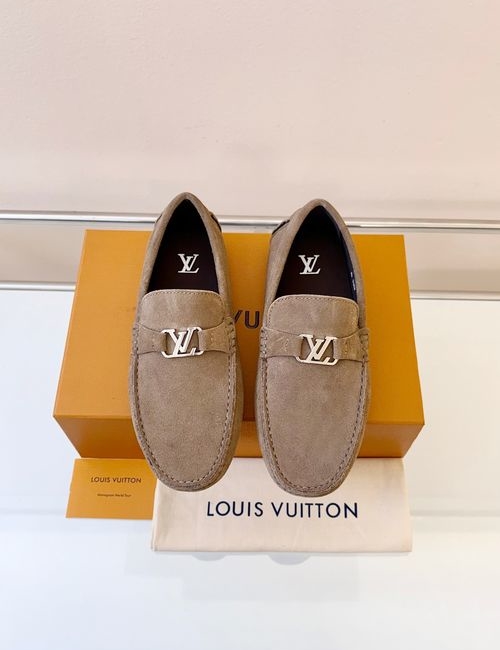 Louis Vuitton LV Moccasin Driving Shoes Classic Pattern Leather Upper