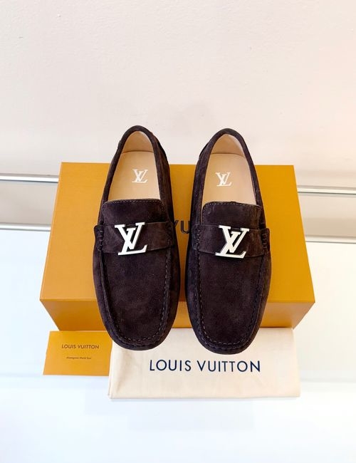 Louis Vuitton LV Moccasin Driving Shoes Classic Pattern Leather Upper