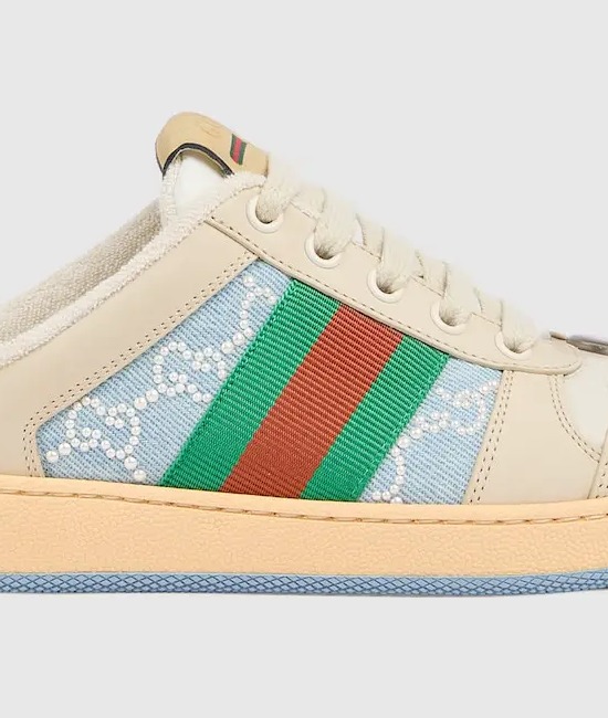 Gucci Vintage Distressed Slip-On Sneakers With Rhinestones
