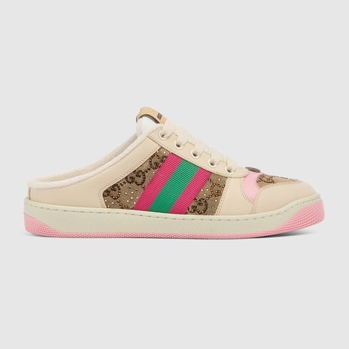Gucci Vintage Distressed Slip-On Sneakers With Rhinestones