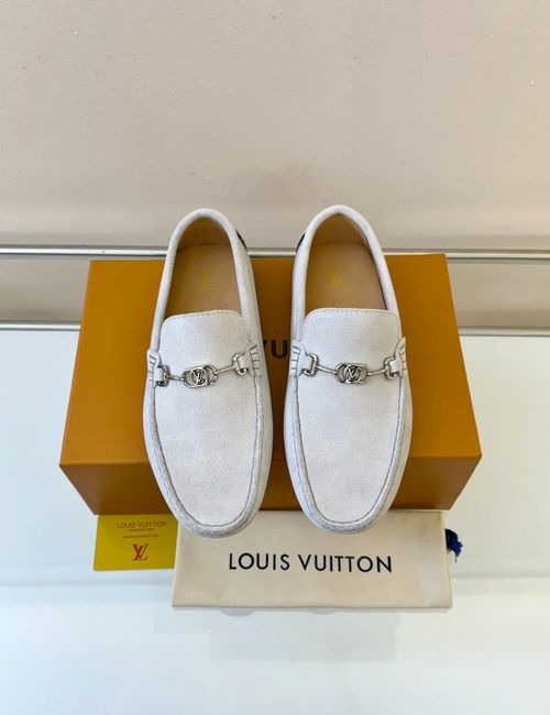 Louis Vuitton LV Moccasin Driving Shoes Classic Pattern Leather Upper