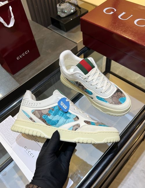 Gucci Vintage Distressed Cowhide Sneakers
