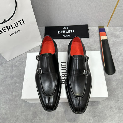 Berluti Buckle Slip-On Patina Dress Shoes