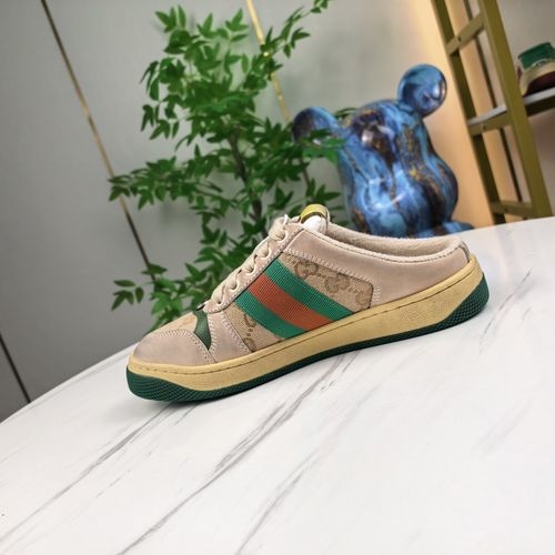 Gucci Casual Distressed Mules Brushed Cowhide Upper Towel Lining TPU Sole