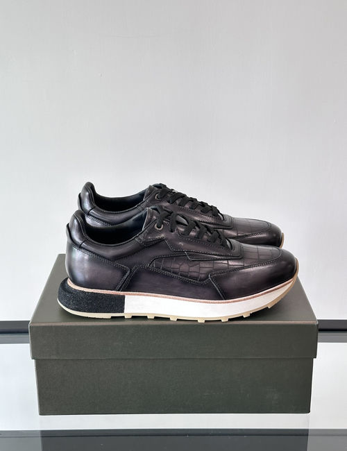 Berluti Stitched Leather Casual Sneakers With Rubber Sole